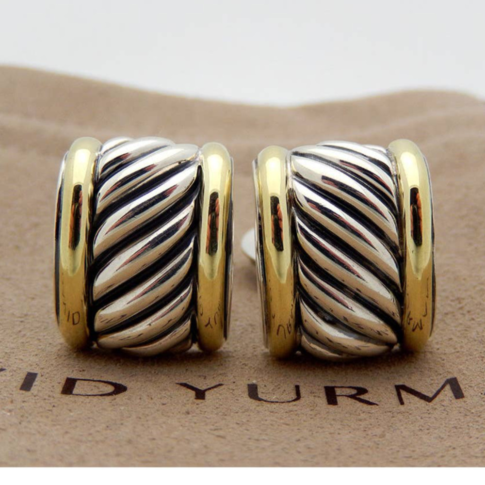 David Yurman Cable Huggie Earrings in Sterling Silver & 14K Gold - Picture 2 of 8